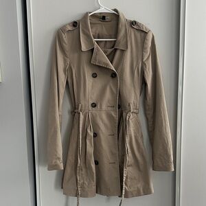 Divided Beige Double-Breasted Trench Coat